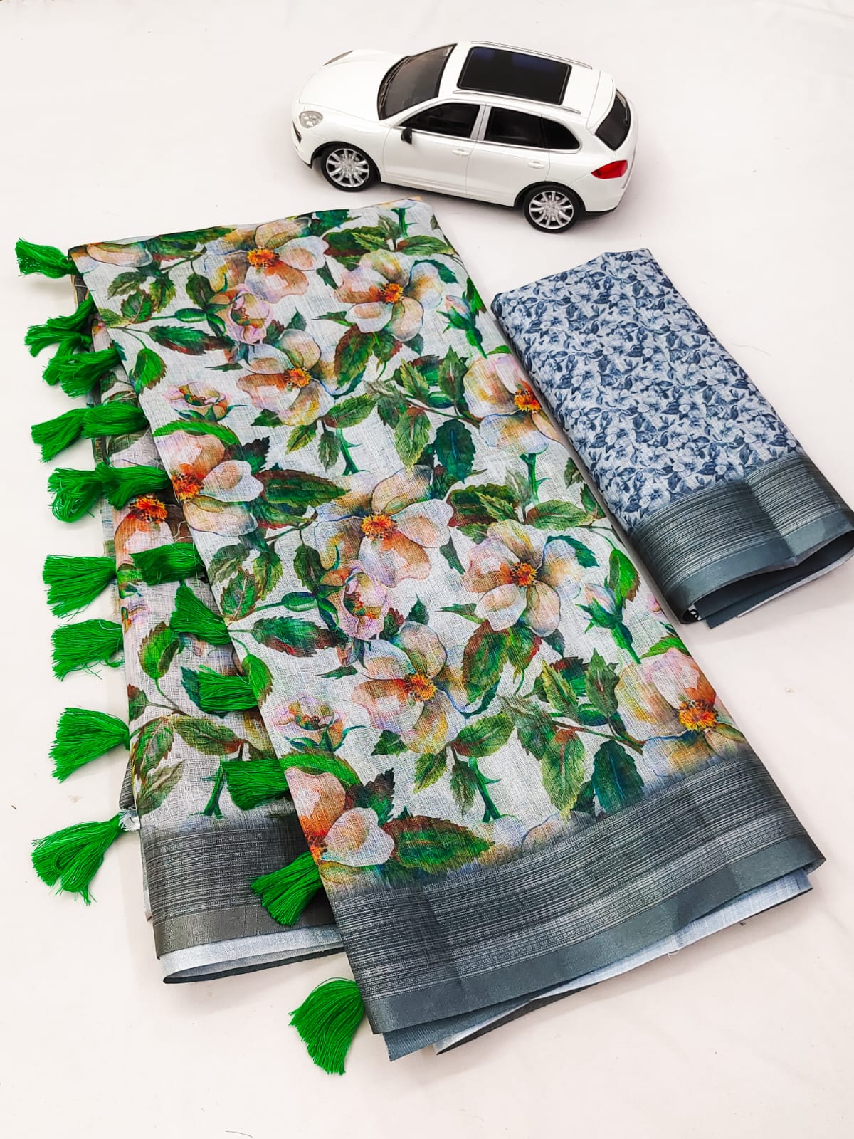  MG 334 Linen Designer Printed Sarees Catalog